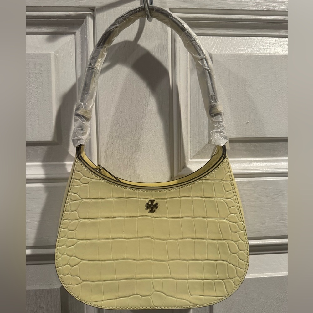 TORY BURCH PASTEL YELLOL EMERSON EMBOSSED
SHOULDER BAG